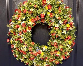 Wildflower Wreath for the Front Door, Wildflower Grapevine Door Wreath, Wildflower Floral Door Wreath, Wildflower Front Door Wreath