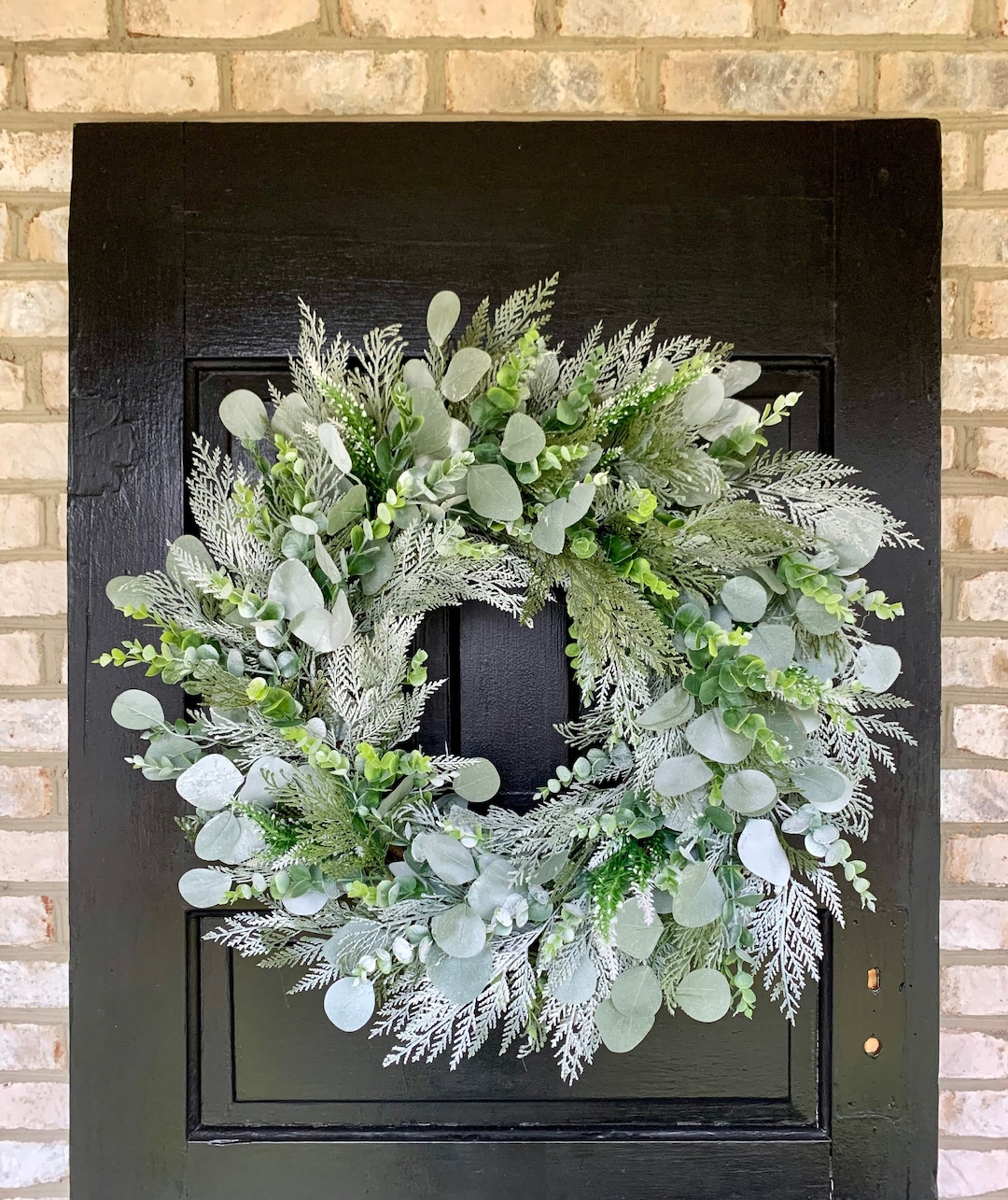 Winter Greenery Grapevine Wreath, Winter Wreath With Cedar and ...