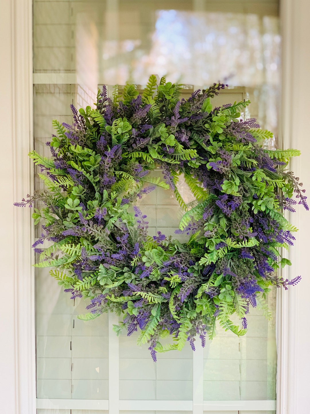 Lavender Front Door Wreath, Lavender Grapevine Door Wreath, Lavender