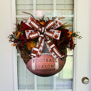 Football Door Wreath, Football Wreath for the Front Door, Football Grapevine Door Wreath, Sports Wreath, Gift For Dad, Gift For Him, Gift