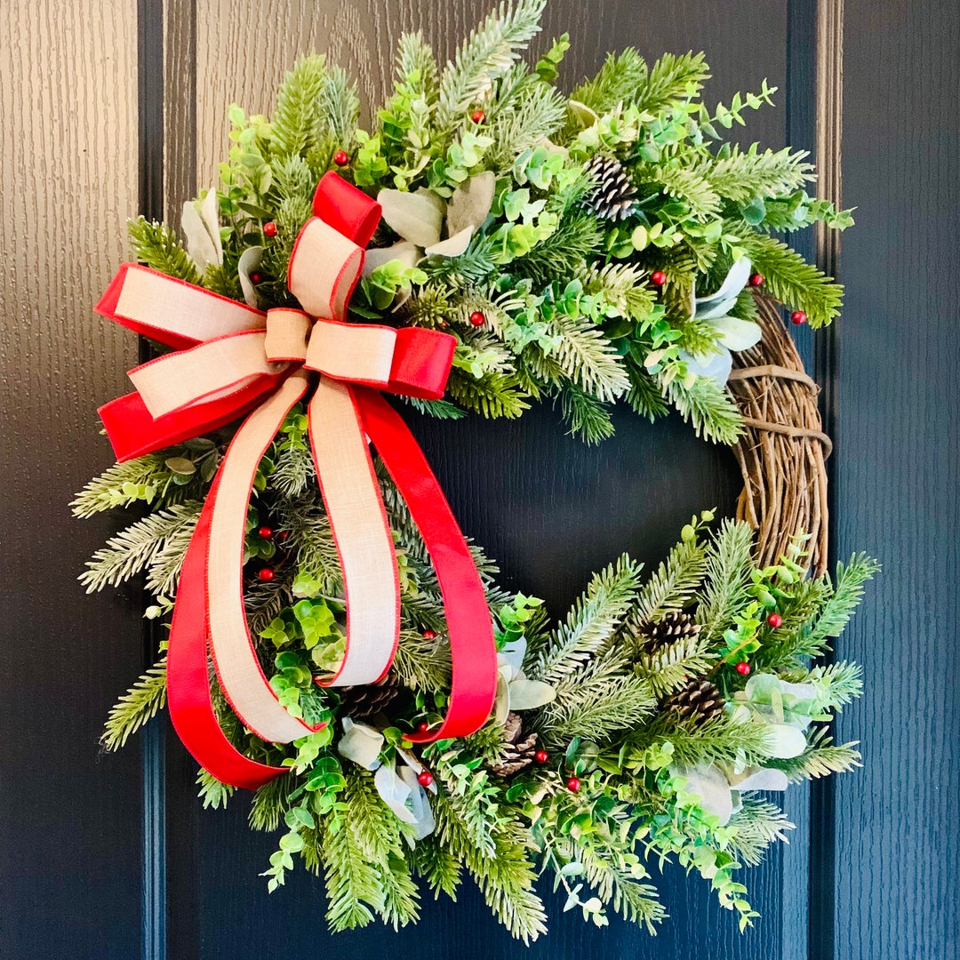Winter Wreath, Red Berry and Lambs Ear Winter Wreath, Winter Wreath ...