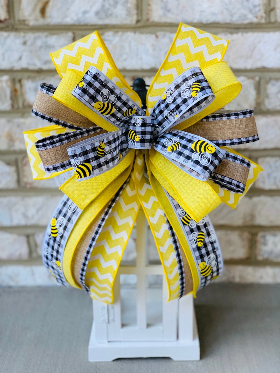 Bee Wreath Bow, Summer Wreath Bow, Bumble Bee Lantern Bow, Summer