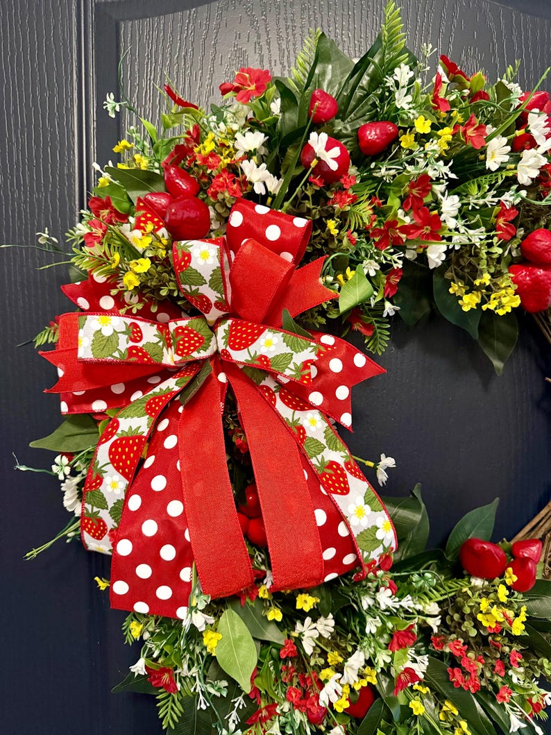Strawberry Front Door Wreath, Strawberry Grapevine Wreath for Front ...