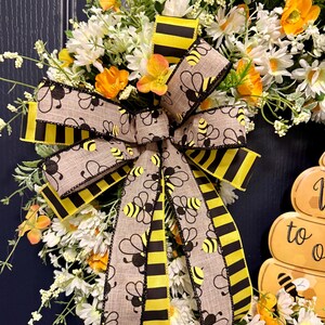 Bee Wreath for Front Door, Bee Wreath With Sign, Bumble Bee Grapevine ...