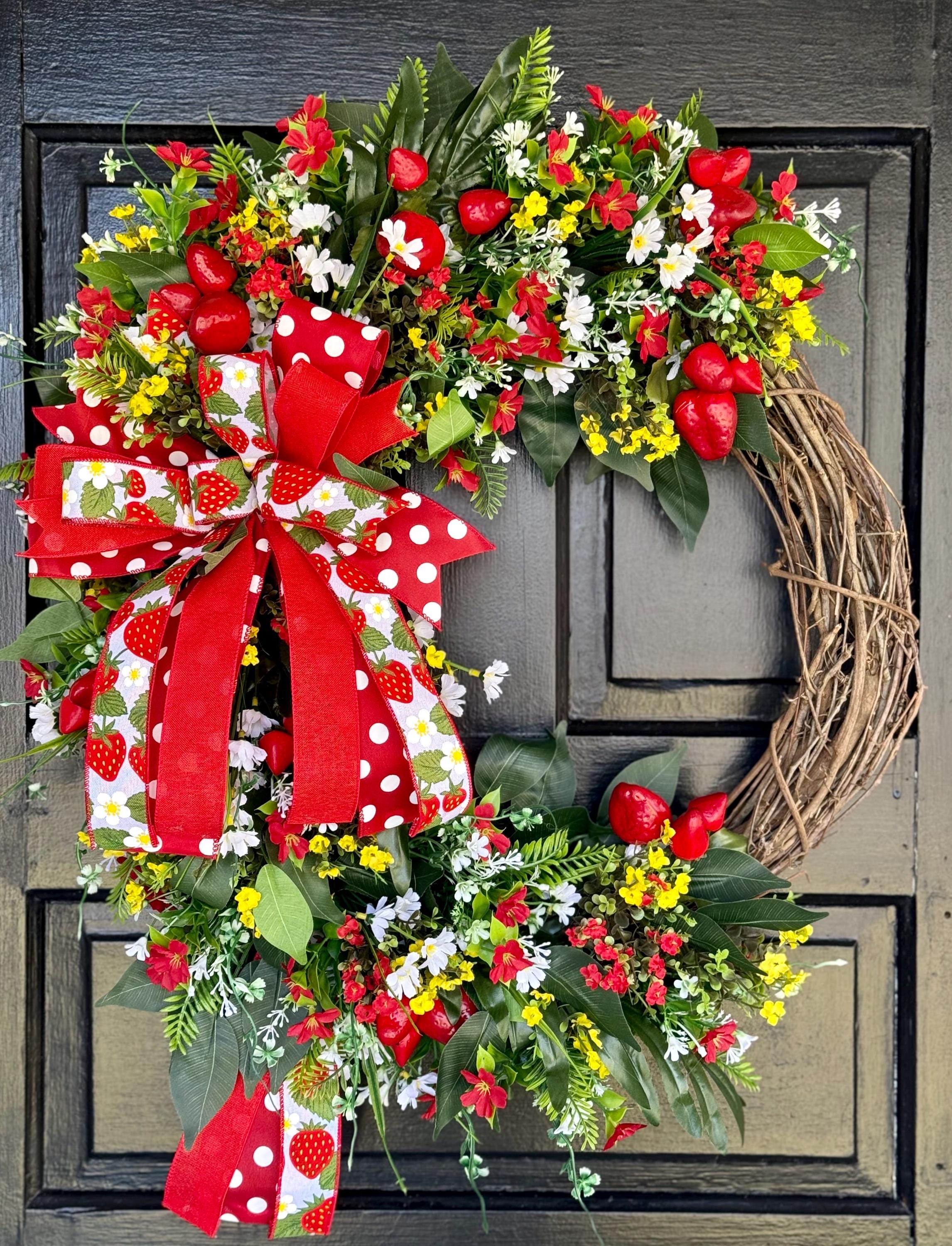 Strawberry Front Door Wreath, Strawberry Grapevine Wreath for Front ...