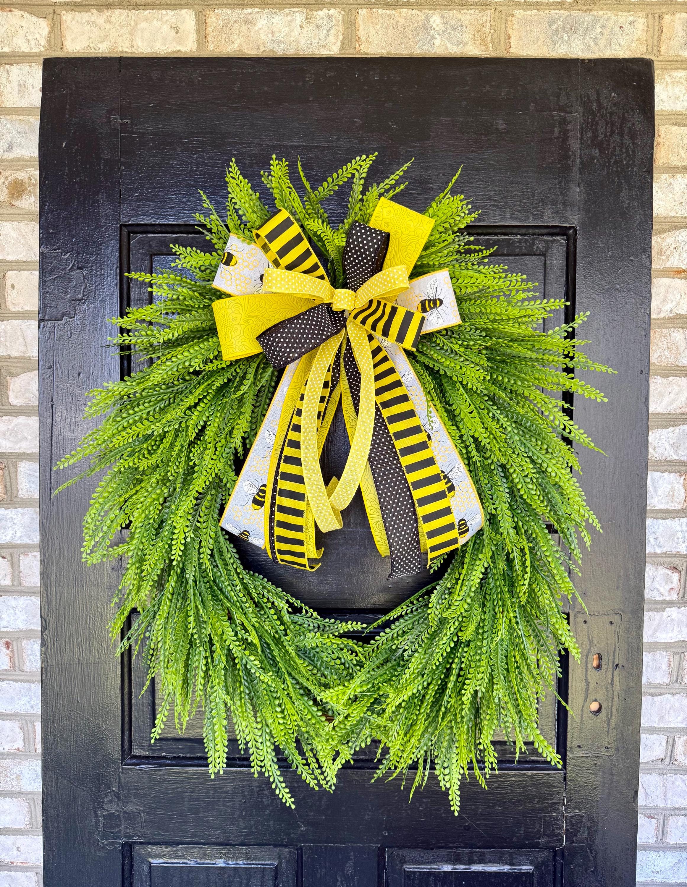 Bead Grass Wreath for Front Door, Spring Bead Grass Wreath, Bee ...