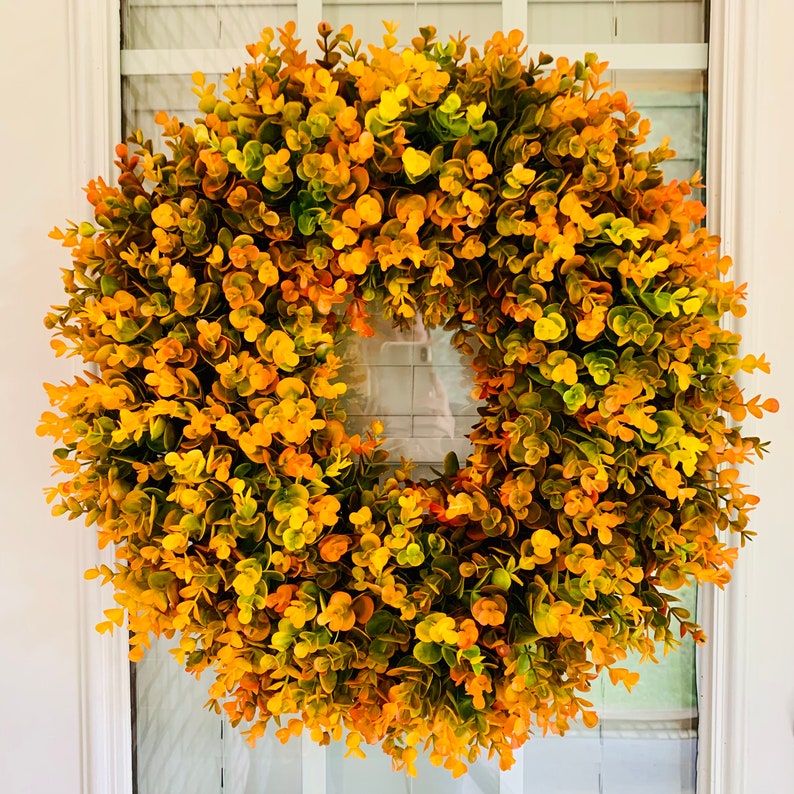 Fall Eucalyptus Wreath for the Front Door, Fall Grapevine Door Wreath ...