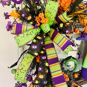 Halloween Wreath With Witch for Front Door, Witch and Candy Corn Wreath ...