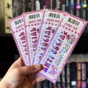 Anti Social Book Club Bookmark – Pink Ticket Style, Holographic Bookish Gift, Funny Book Lover Accessory, Cute Reading Aesthetic