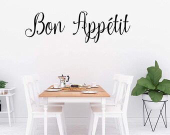 Bon Appetit Dining Room Decal Sticker, Quote, Kitchen Wall Sign, Calligraphy, Dining Room Sticker, Kitchen Wall Decal, Kitchen Decor