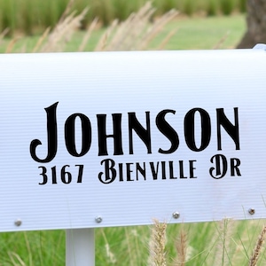 Custom Mailbox Decal Modern Address Decal Street Name and Number Mailbox Decal Address Mailbox Vinyl Decal Mailbox Address Decal