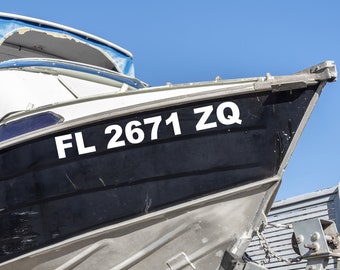 Custom Boat Registration Numbers: Waterproof Vinyl Decal (Set of 2)