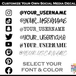Custom Instagram Decal Sticker, Customized Username Car Decal, Social Media, Username, Logo, Brand, Vinyl, Personalized