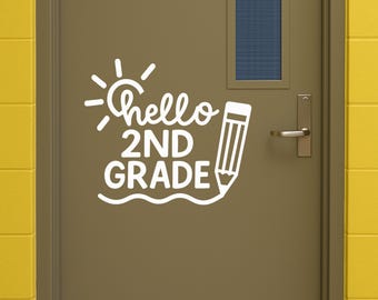 Personalized Hello Classroom Door Decal: Teacher Name, Grade