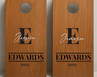 Personalized Wedding Cornhole Decals - Custom Monogram Vinyl Stickers - Set of 2