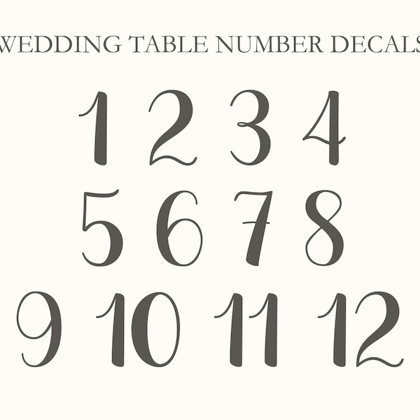 Wedding Table Number Decals, Wedding Number Stickers, Table Number Sticker, Wedding Number Indicator, Number Decals, Number Stickers