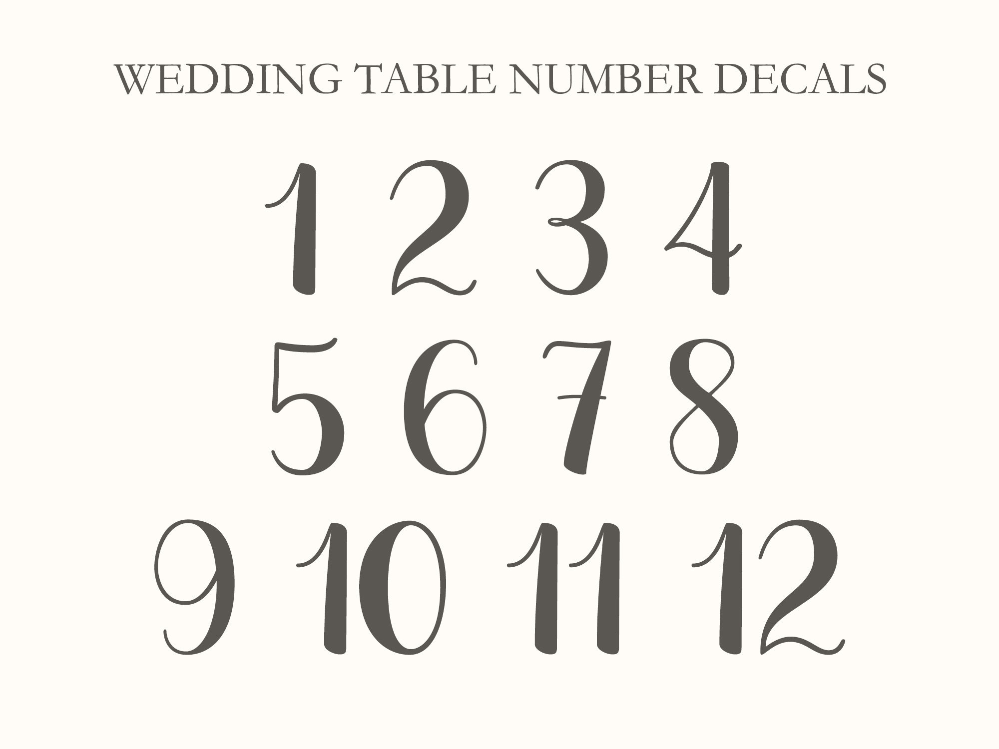 Wedding Table Number Decals: Elegant Vinyl Stickers - Etsy Israel, image size:2000x1500