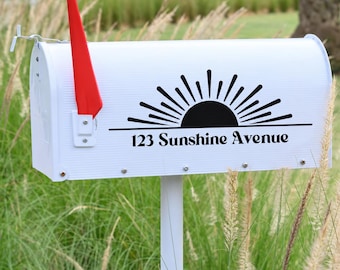 Sunshine Sunny Mailbox Decal: Custom Address, Street Name