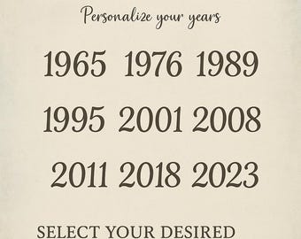 Custom Year Vinyl Decal Sticker: Birthday, Wedding, Graduation