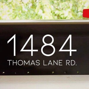 Adhesivo personalizado para buzón de correo para exteriores, con nombre y número de calle personalizados, diseño moderno.