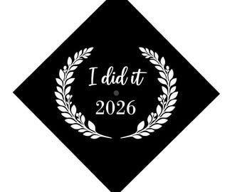 Graduation Cap Decal, Class of 2026 Custom Quote Sticker, Vinyl Lettering