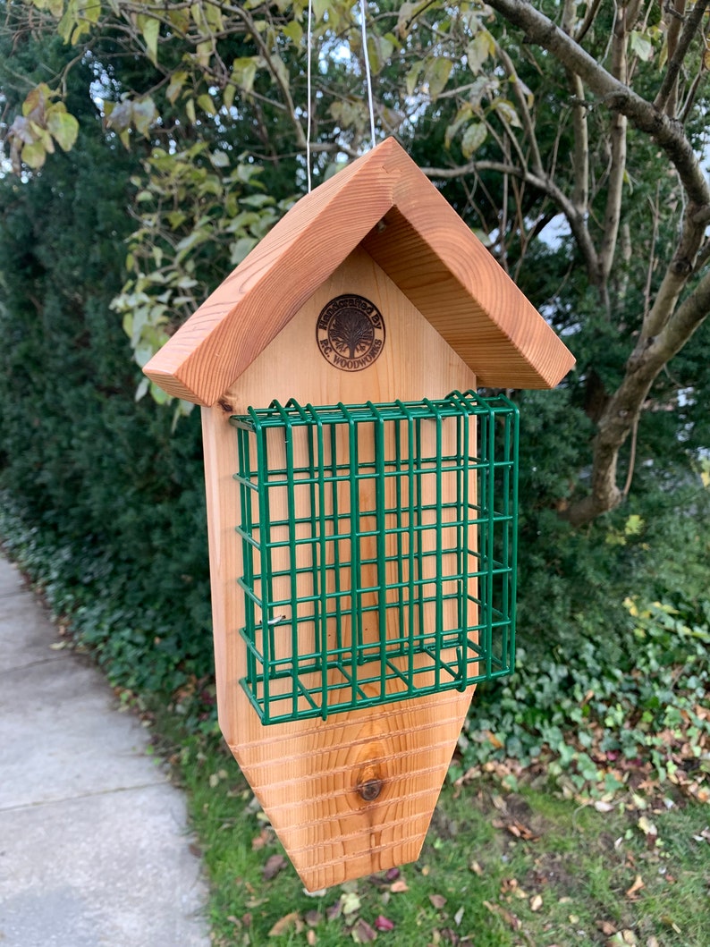 Suet Feeder Woodpecker Large Bird Natural Cedar Wood Dual Etsy