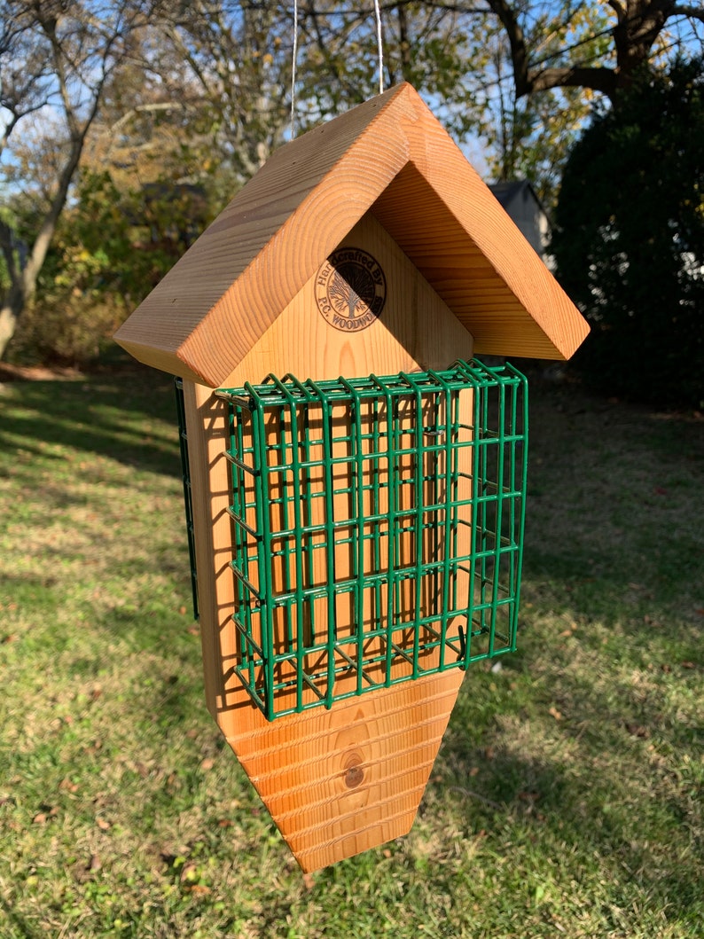 Suet Feeder Cedar Wood Dual Station Hanging Tail Prop Etsy