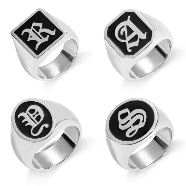 Mens Initial Ring Etsy
