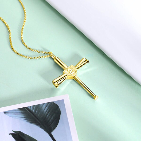 Cross Necklace Sterling Silver Baseball 