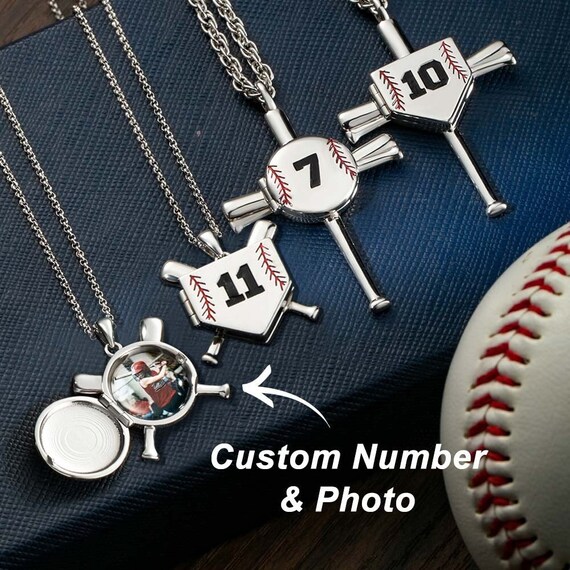 Baseball Cross Necklace Personalized Baseball Bats Necklace Etsy