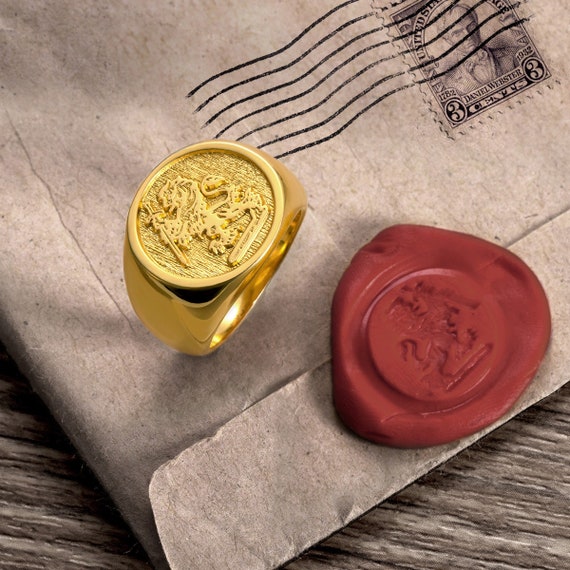 Personalized Wax Seal Family Signet Ring Gift for Him - Etsy