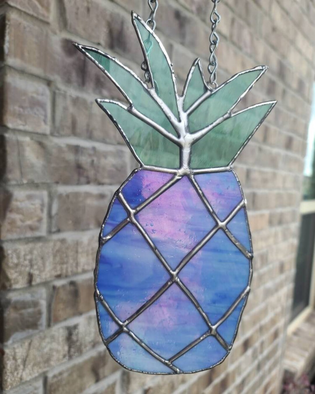 Pineapple Stained Glass Suncatcher Pearlescent Pineapple Etsy