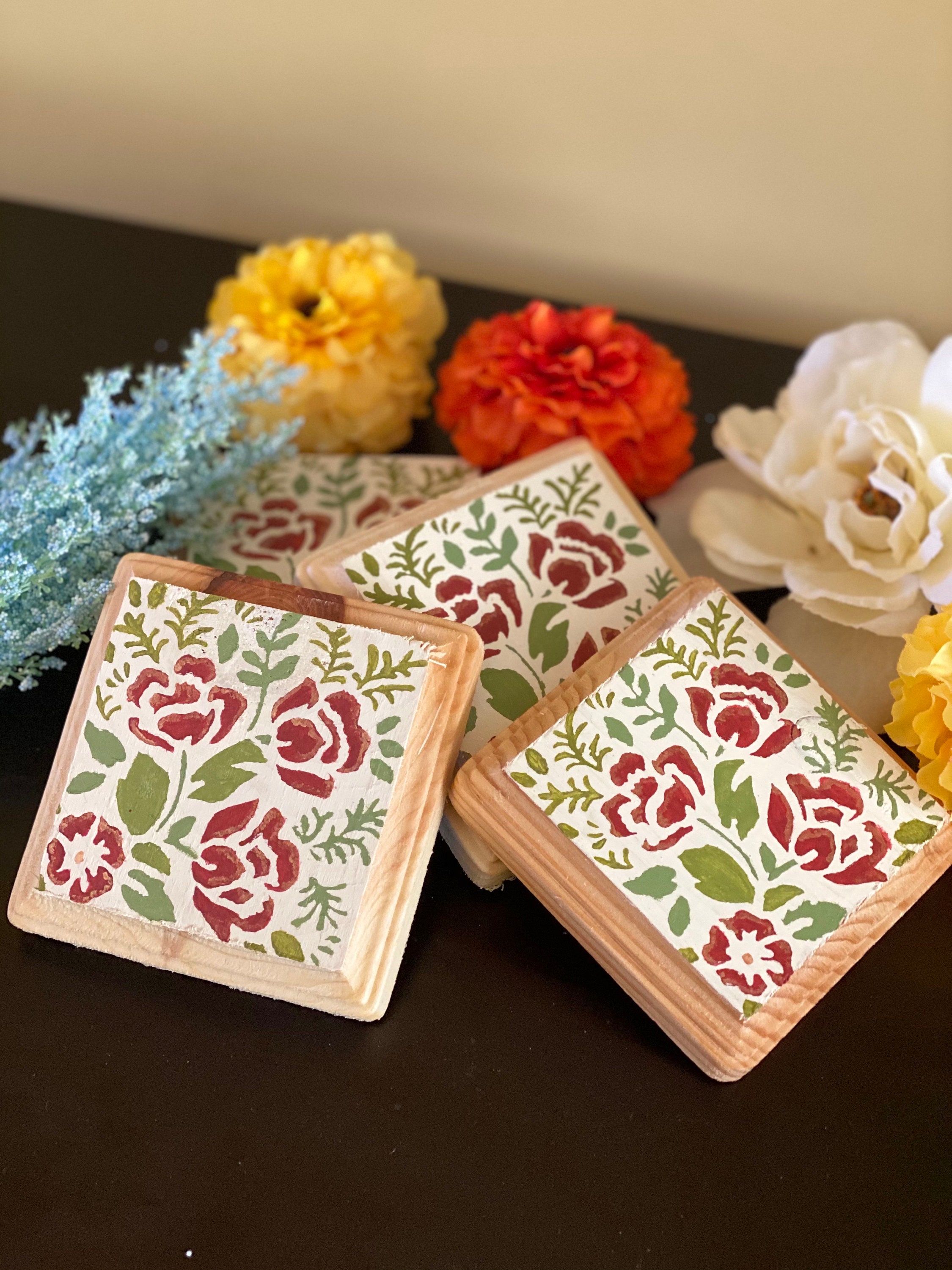 Hand Painted Coasters Etsy