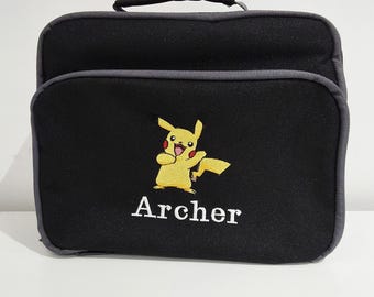 Pokemon pikachu personalised childrens lunch bag, back to school embroidered character thermal, picnic, holiday
