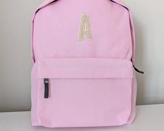 Boucle initial custom Backpack, Personalised embroidered Nursery backpack back to School Bag