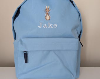 Peter Rabbit Backpack, embroidered Personalised School Bag, changing bag