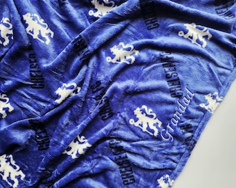 Chelsea football blanket personalised embroidered birthday christmas gift bedroom decor