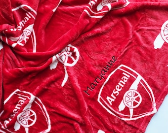 Arsenal blanket, personalised football birthday gift for bedroom decor