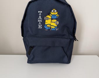 Minions  personalised embroidered backpack.back to School children's  holiday bag