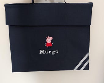 Peppa Pig Personalised Bookbag. Embroidered back to school