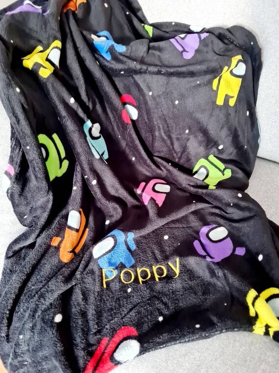 Personalised Among Us Blanket Gift Named EMBROIDERED Etsy