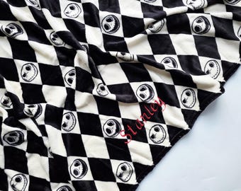 Personalized Jack Skellington Halloween Blanket, Embroidered Throw