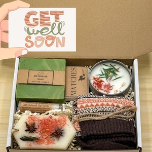 Sending Healing Vibes Gift Box, Get Well Soon Care Package for Women, Thinking Of You, Sympathy, Surgery Recovery, Spa Gift Box, Self Care