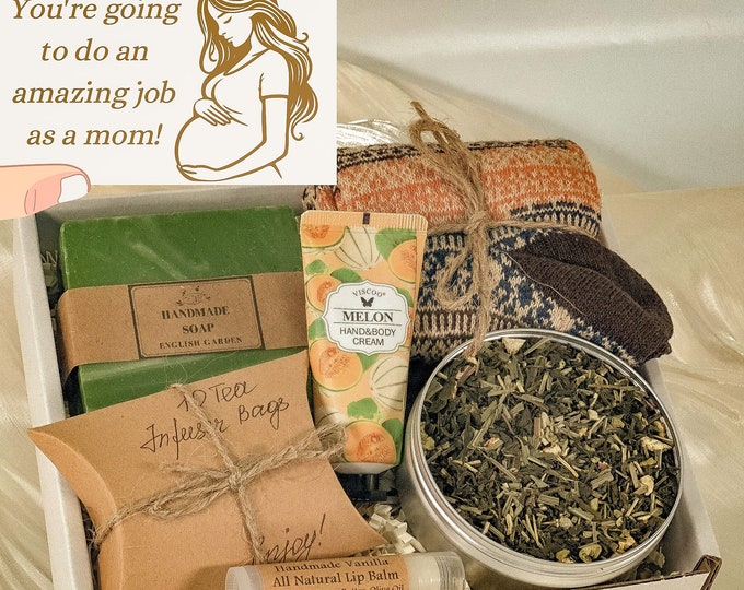 Expecting Mom Gift Basket, First Time Mom Gift, Tea Gift Box for Expecting Mom, Personalized Mom Pregnancy Gift, New Mom Self Care, Congrats