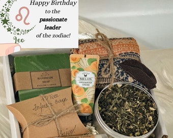 Leo Birthday Gift Box, Personalized Zodiac Self Care Package
