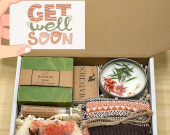 Sending Healing Vibes Gift Box, Get Well Soon Care Package for Women, Thinking Of You, Sympathy, Surgery Recovery, Spa Gift Box, Self Care