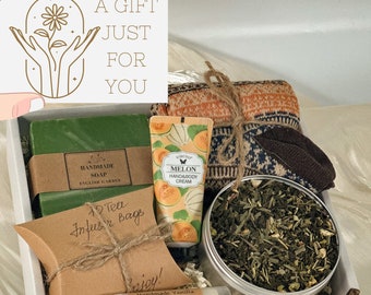 Tea Gift Set, Self Care Package, Hygge Gift Box, Thank You Gift For Her,  Best Friend Gift Box, Personalized Birthday Gift For Women Spa Box