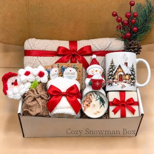 Pumpkin Fall Care Package For Women: Cozy Blanket Set, Hygge Mug, Self Care Soap Cozy Snowman Box