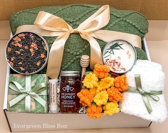 Hygge Care Set with Blanket, Sending a Hug, Sympathy Gifts, Bereavement Gift, Encouragement Tea Basket