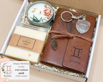 Gemini Birthday Gift, Custom Zodiac Basket, Gemini Gifts, Customized Keychain Set